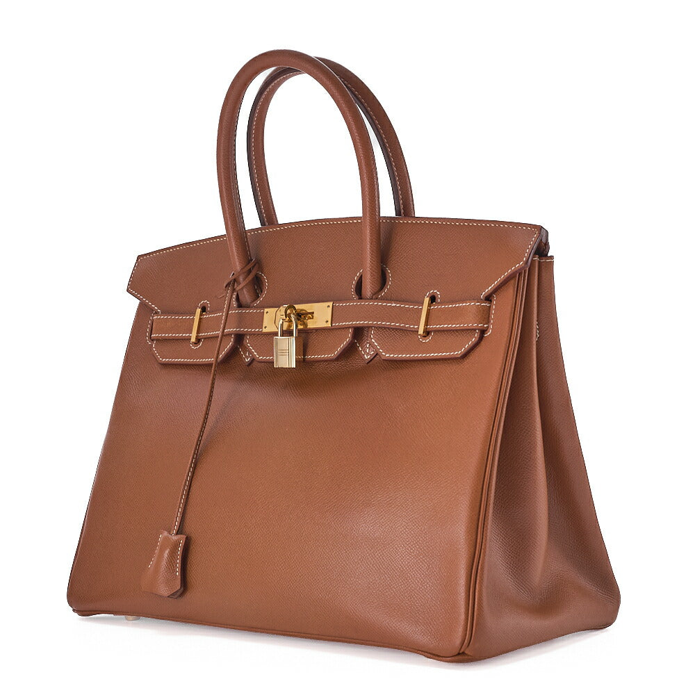 HERMES Birkin 35 Handbag Kushbel Gold-Tone Hardware, Pre-Owned