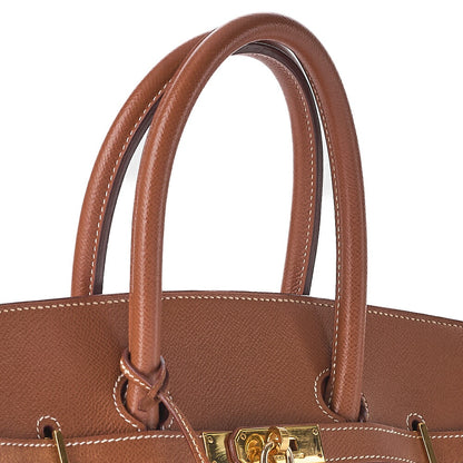 HERMES Birkin 35 Handbag Kushbel Gold-Tone Hardware, Pre-Owned