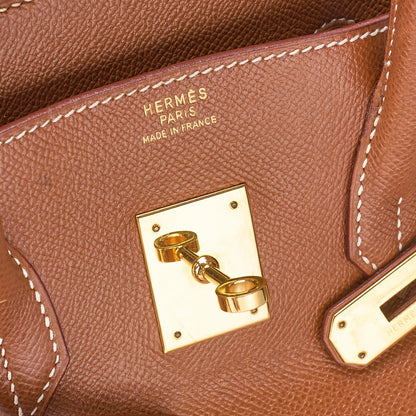 HERMES Birkin 35 Handbag Kushbel Gold-Tone Hardware, Pre-Owned