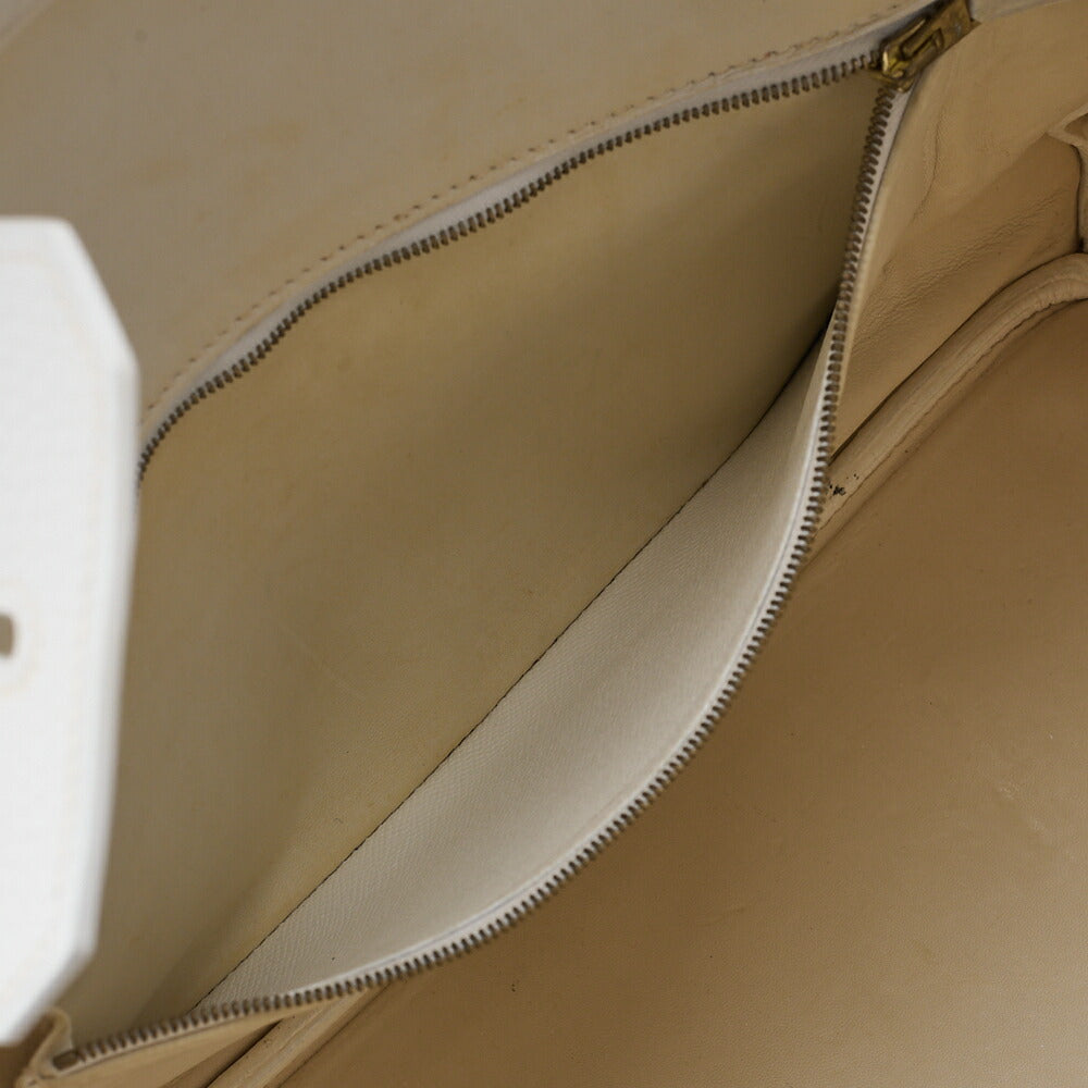 HERMES Birkin 35 Handbag Tryon Clemence White Gold -Tone Hardware, Pre-Owned