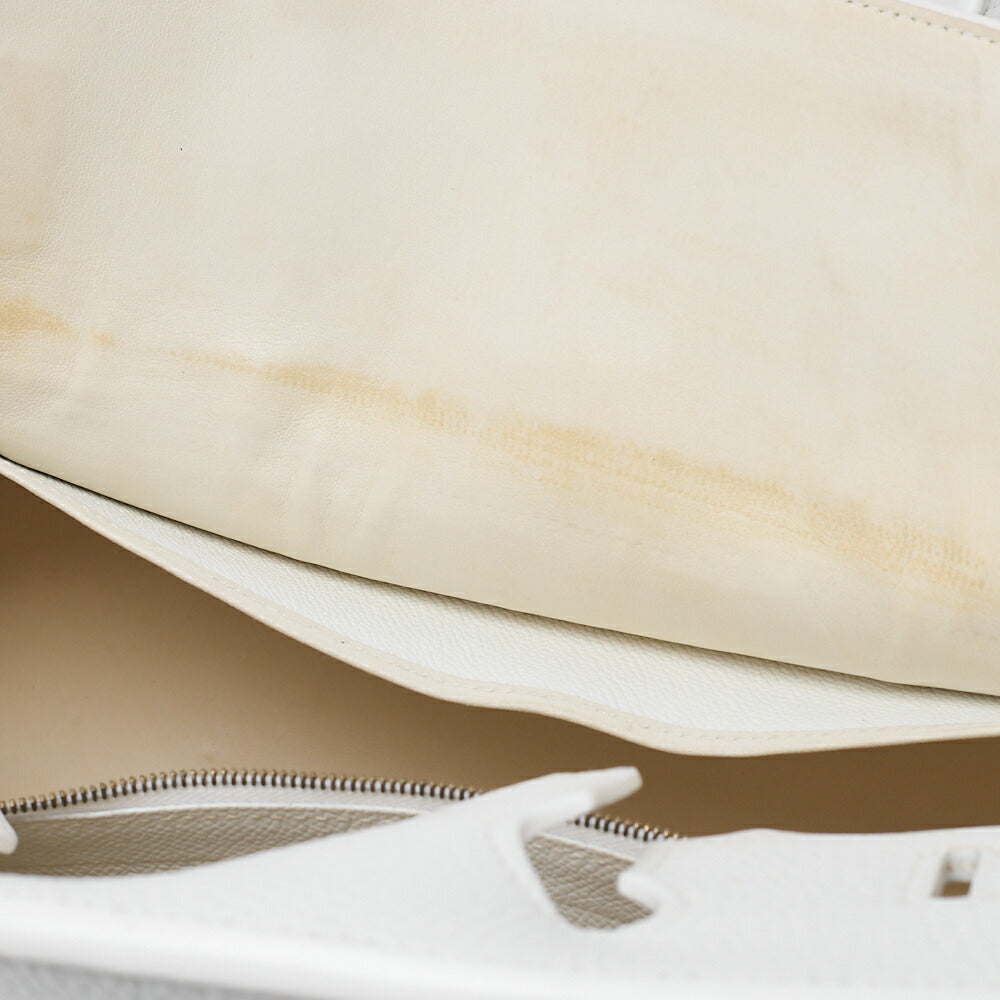 HERMES Birkin 35 Handbag Tryon Clemence White Gold -Tone Hardware, Pre-Owned