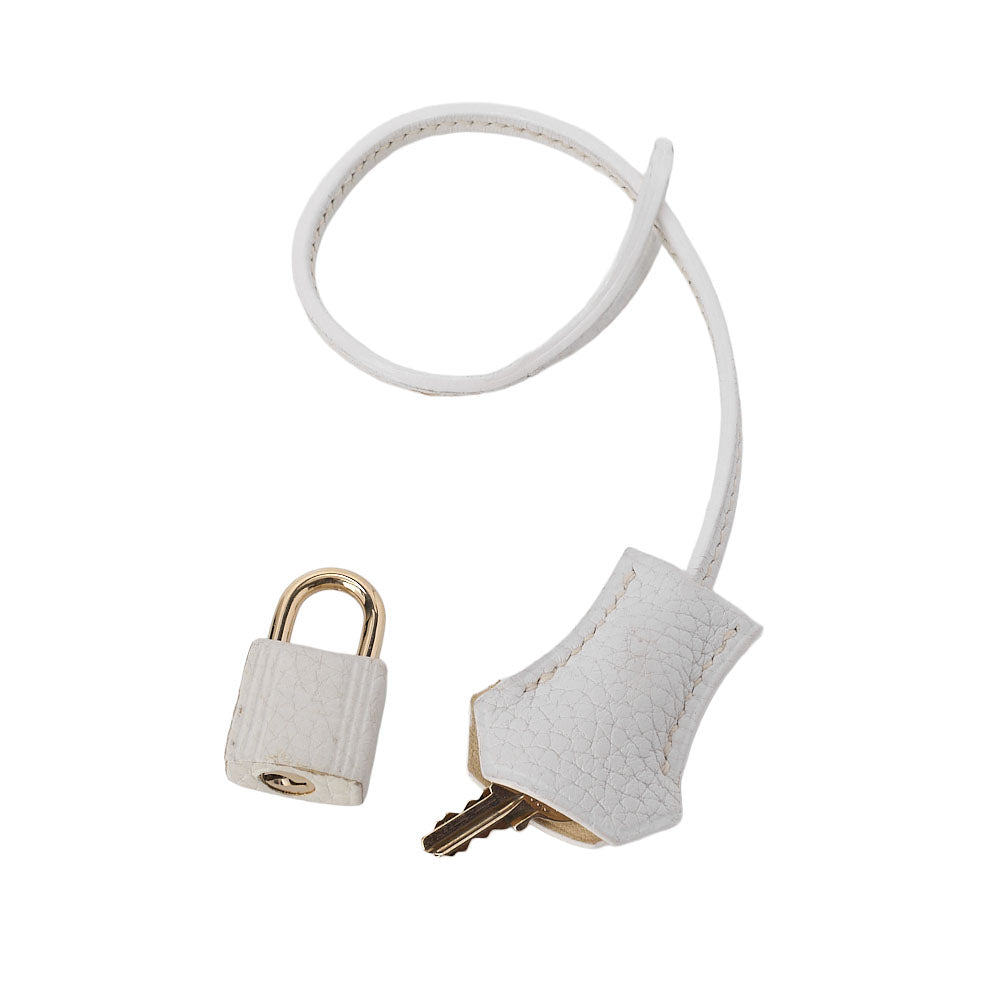 HERMES Birkin 35 Handbag Tryon Clemence White Gold -Tone Hardware, Pre-Owned