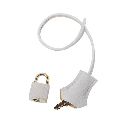 HERMES Birkin 35 Handbag Tryon Clemence White Gold -Tone Hardware, Pre-Owned