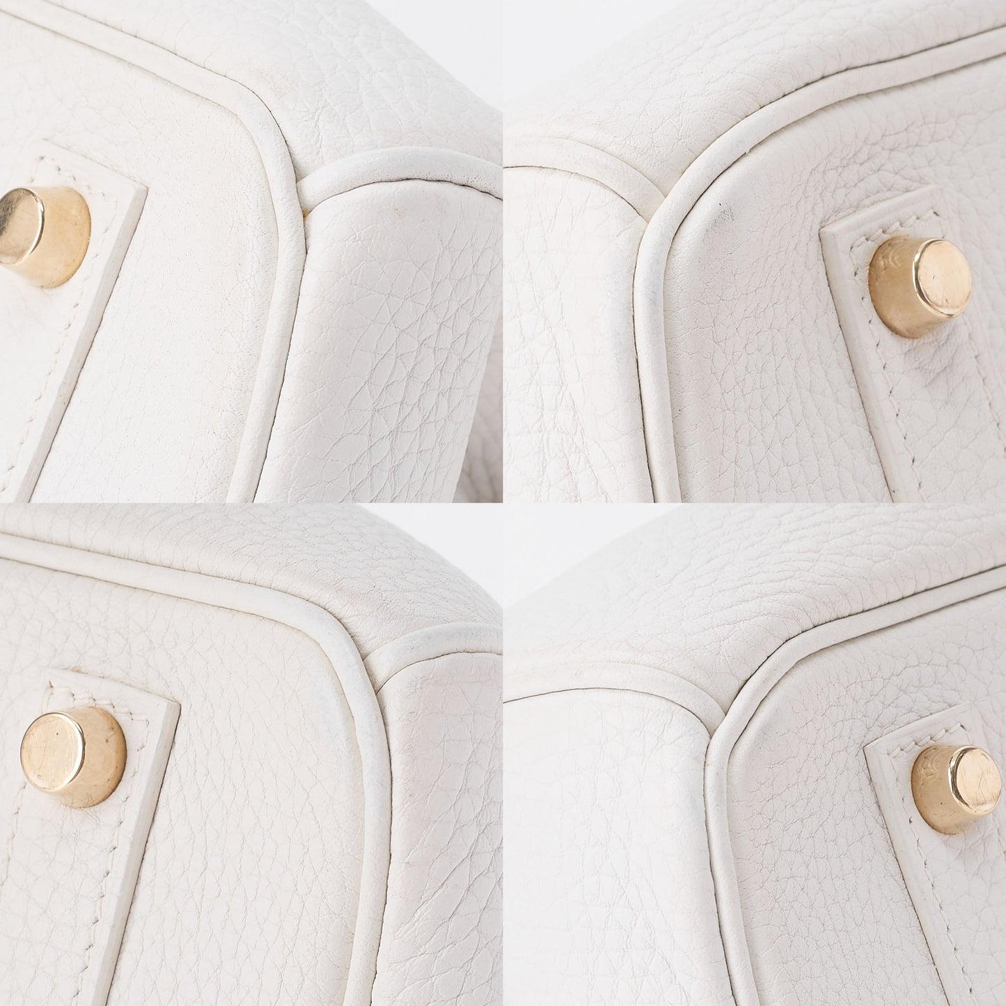 HERMES Birkin 35 Handbag Tryon Clemence White Gold -Tone Hardware, Pre-Owned