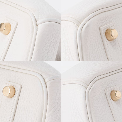 HERMES Birkin 35 Handbag Tryon Clemence White Gold -Tone Hardware, Pre-Owned