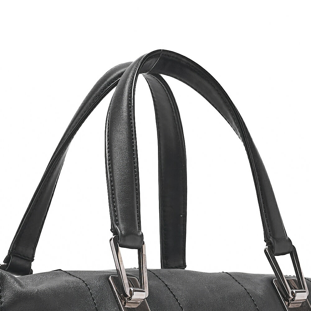 CHANEL Handbag Chocolate Bar Coco Mark Lambskin Black Silver-Tone Hardware, Pre-Owned