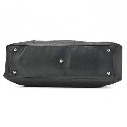 CHANEL Handbag Chocolate Bar Coco Mark Lambskin Black Silver-Tone Hardware, Pre-Owned