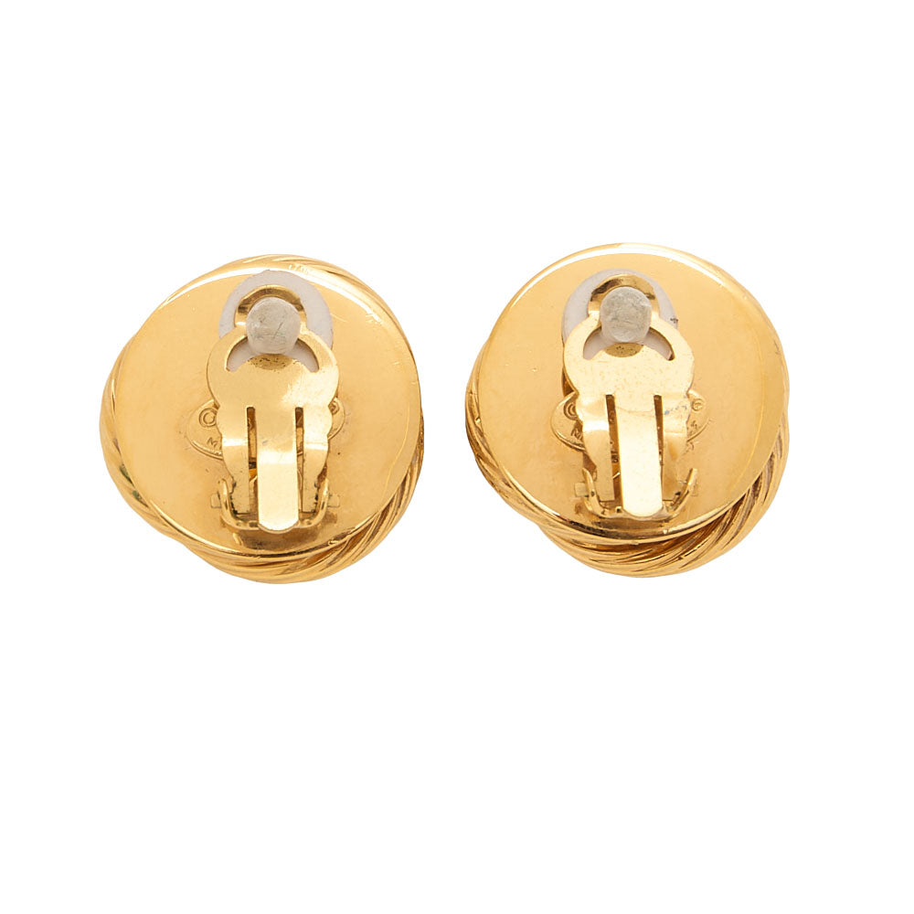 CHANEL Earrings 93A Rheinstone x Faux Pearl Gold Gold-Tone Hardware, Pre-Owned