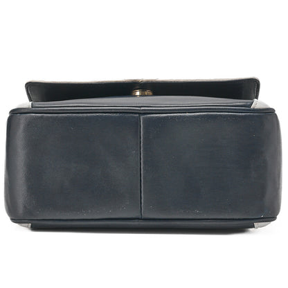 CHANEL Chain Shoulder Bag Coco Mark Fringe Lambskin Bicolor Navy x White Gold-Tone Hardware, Pre-Owned