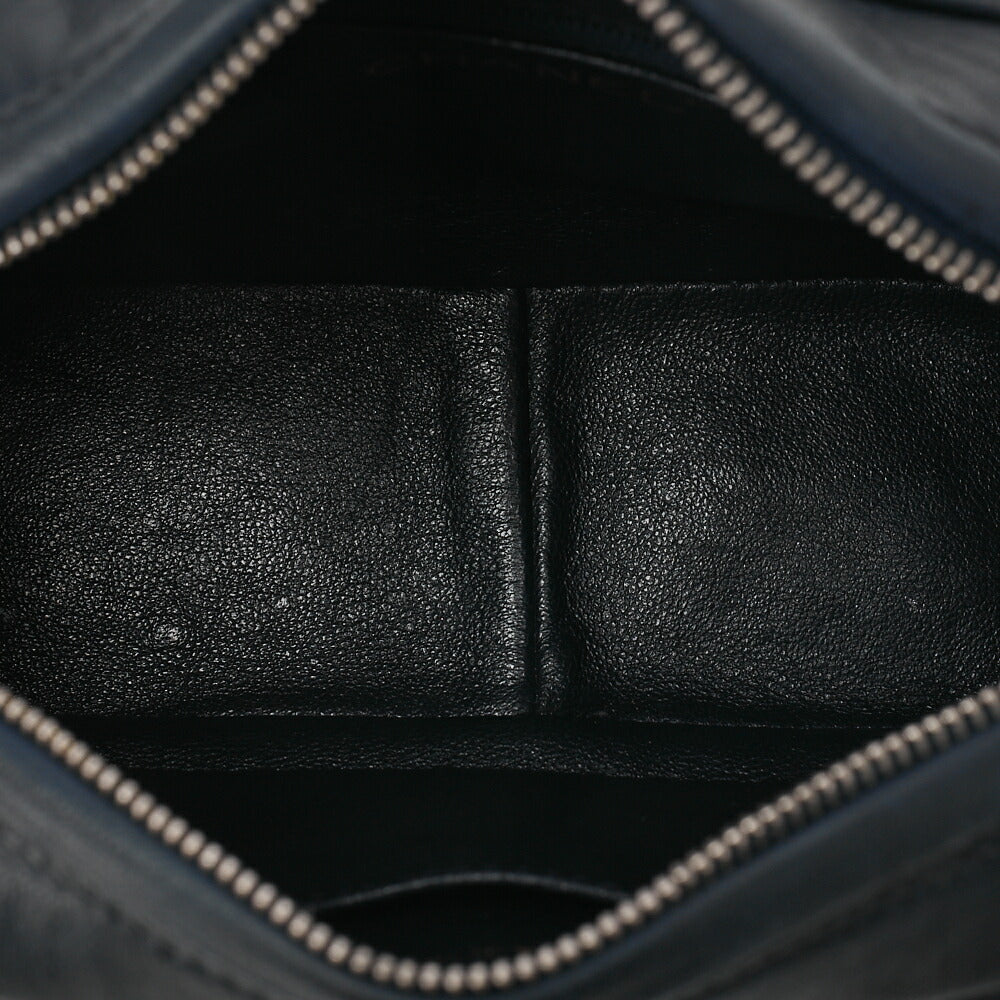 CHANEL Chain Shoulder Bag Coco Mark Fringe Lambskin Bicolor Navy x White Gold-Tone Hardware, Pre-Owned