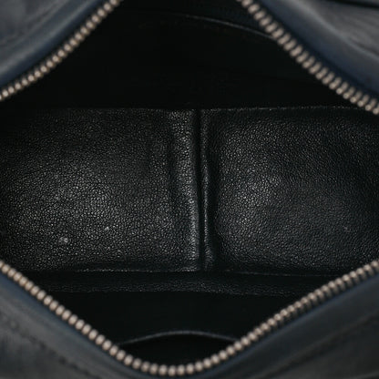 CHANEL Chain Shoulder Bag Coco Mark Fringe Lambskin Bicolor Navy x White Gold-Tone Hardware, Pre-Owned