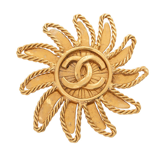 CHANEL Coco Mark Sun Motif Brooch 94A GP Gold (Gold Plated) Gold-Tone Hardware, Pre-Owned