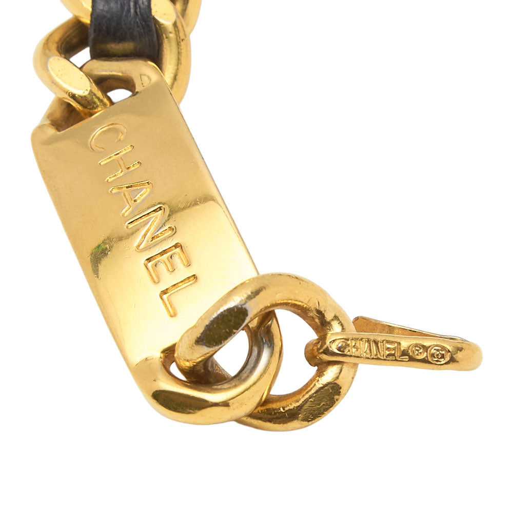 CHANEL 31RUE CAMBON Cocomark Chain Belt GP x Leather Black x Gold Gold-Tone Hardware, Pre-Owned