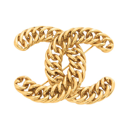 CHANEL Cocomark Chain Brooch GP (Gold Plated) Gold-Tone Hardware, Pre-Owned