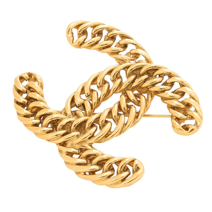 CHANEL Cocomark Chain Brooch GP (Gold Plated) Gold-Tone Hardware, Pre-Owned