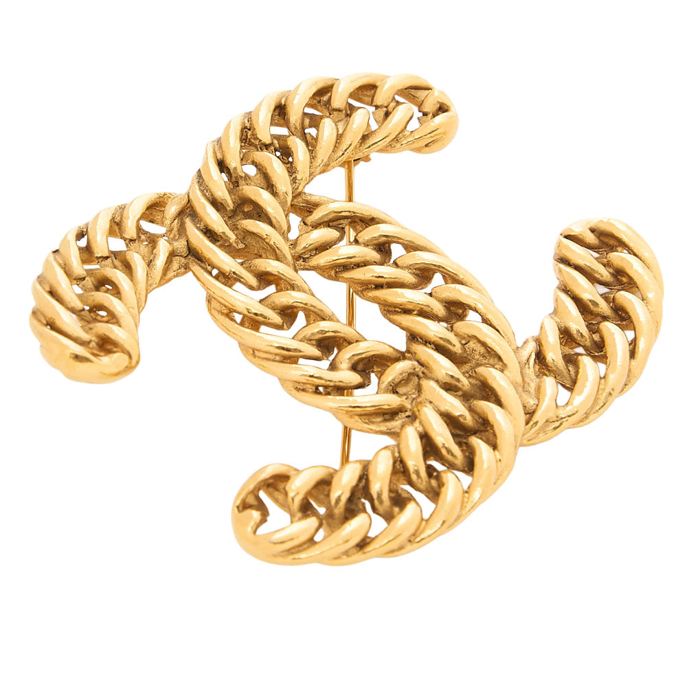 CHANEL Cocomark Chain Brooch GP (Gold Plated) Gold-Tone Hardware, Pre-Owned