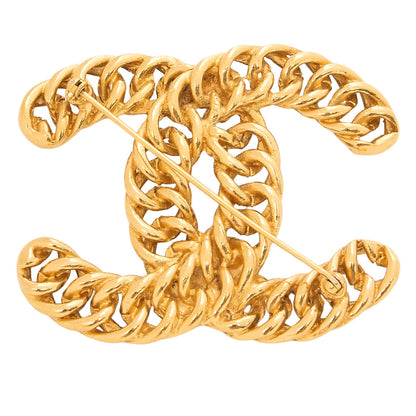 CHANEL Cocomark Chain Brooch GP (Gold Plated) Gold-Tone Hardware, Pre-Owned