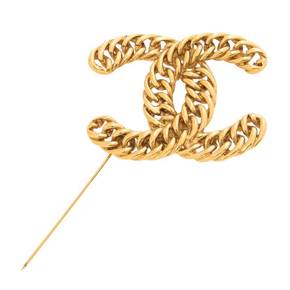 CHANEL Cocomark Chain Brooch GP (Gold Plated) Gold-Tone Hardware, Pre-Owned