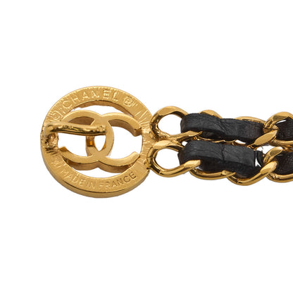 CHANEL Circle Coco W Chain Chain Belt GP x Leather Black x Gold-Tone Hardware, Pre-Owned