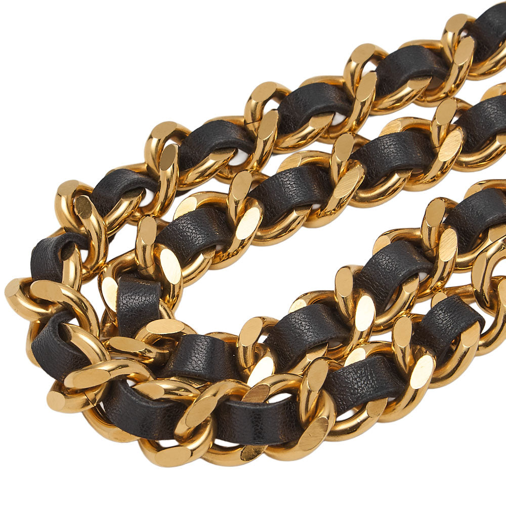 CHANEL 31RUE CAMBON Cocomark Chain Belt GP x Leather Black x Gold Gold-Tone Hardware, Pre-Owned