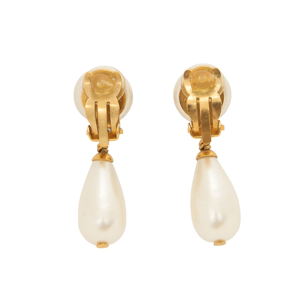 CHANEL Earrings 97P GP x Faux Pearl Gold Gold-Tone Hardware, Pre-Owned