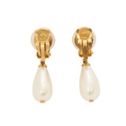 CHANEL Earrings 97P GP x Faux Pearl Gold Gold-Tone Hardware, Pre-Owned
