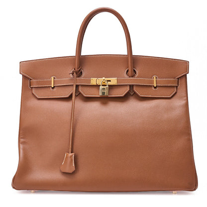 HERMES Birkin 40 Handbag Kushbel Gold-Tone Hardware, Pre-Owned