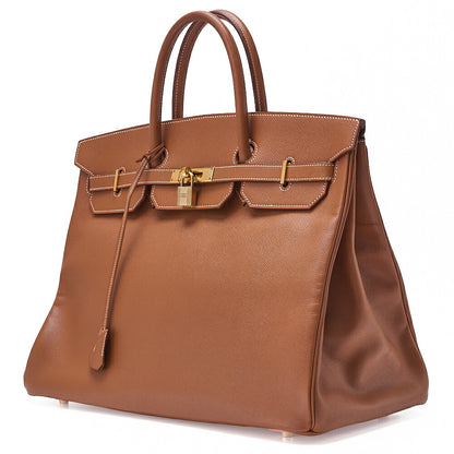 HERMES Birkin 40 Handbag Kushbel Gold-Tone Hardware, Pre-Owned