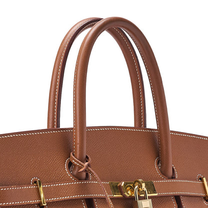 HERMES Birkin 40 Handbag Kushbel Gold-Tone Hardware, Pre-Owned