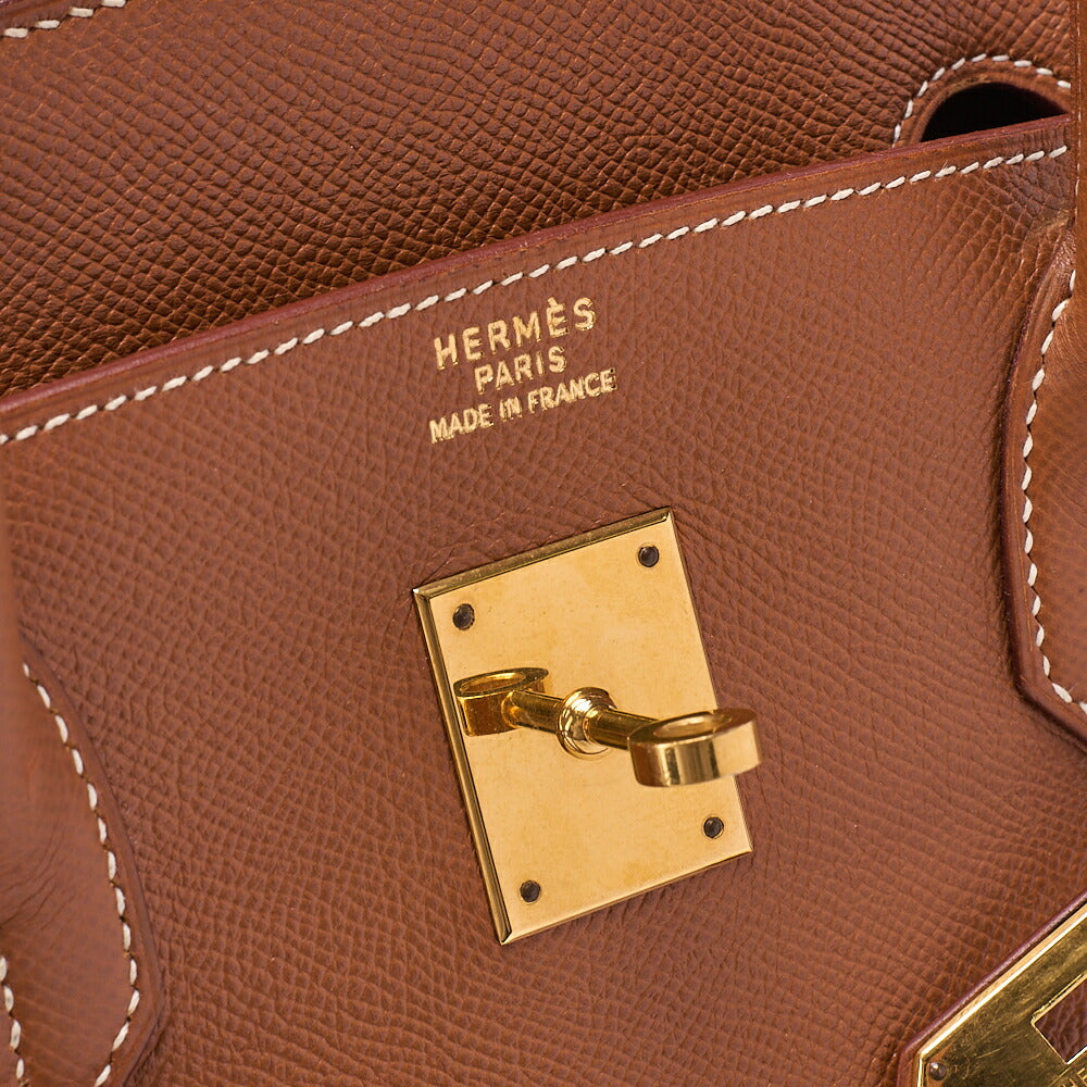 HERMES Birkin 40 Handbag Kushbel Gold-Tone Hardware, Pre-Owned