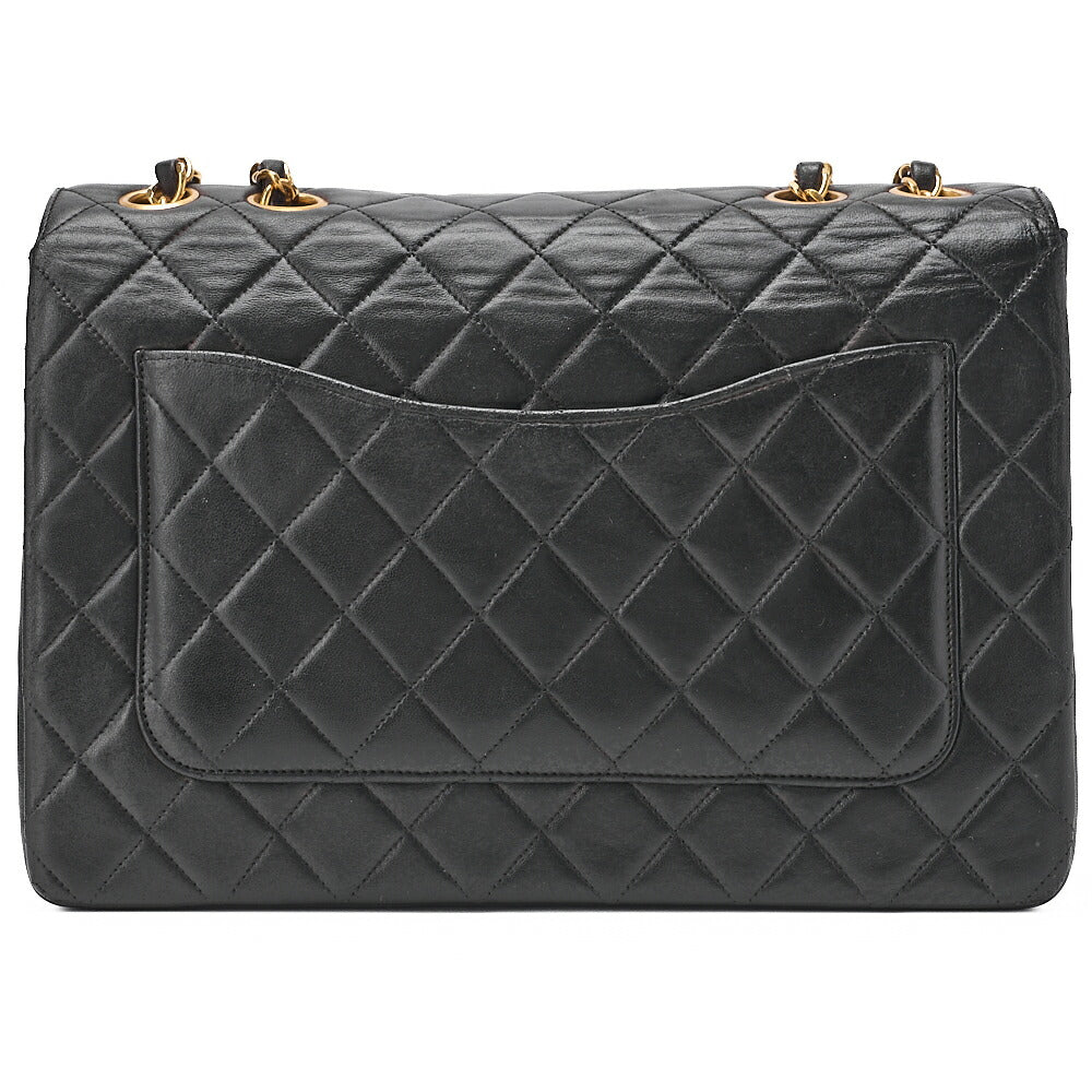 CHANEL マトラッセ パリ限定 シングル フラップ ショルダーバッグ ラムスキン ブラック ゴールド金具 中古