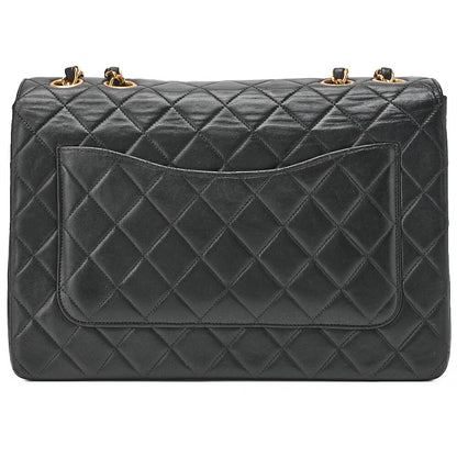 CHANEL マトラッセ パリ限定 シングル フラップ ショルダーバッグ ラムスキン ブラック ゴールド金具 中古