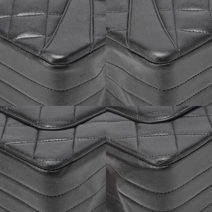 CHANEL マトラッセ パリ限定 シングル フラップ ショルダーバッグ ラムスキン ブラック ゴールド金具 中古