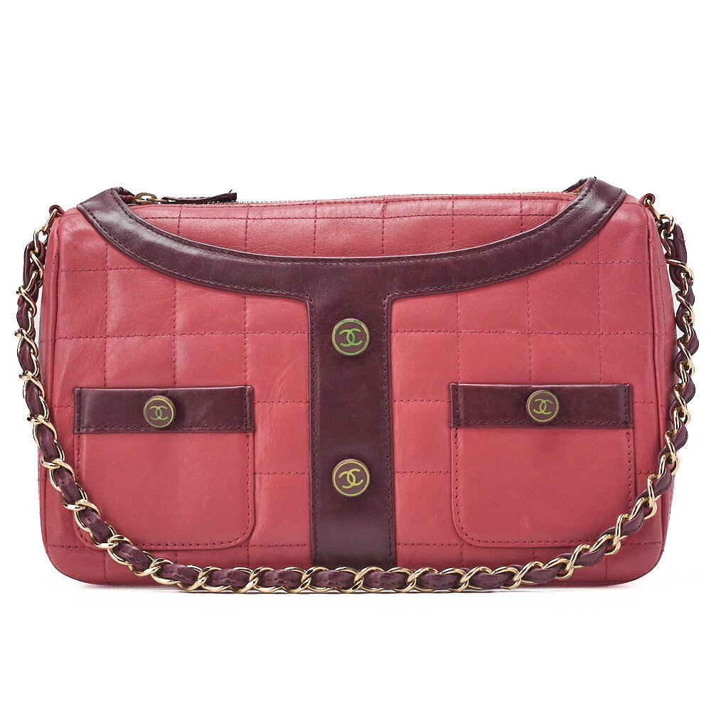 CHANEL Shoulder Bag Girl Chanel Chocolate Bar Lambskin Pink x Black Gold-Tone Hardware, Pre-Owned