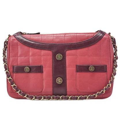 CHANEL Shoulder Bag Girl Chanel Chocolate Bar Lambskin Pink x Black Gold-Tone Hardware, Pre-Owned