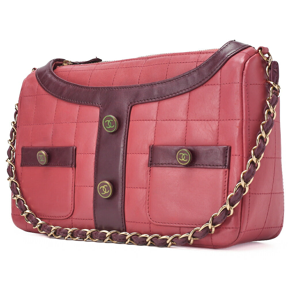 CHANEL Shoulder Bag Girl Chanel Chocolate Bar Lambskin Pink x Black Gold-Tone Hardware, Pre-Owned