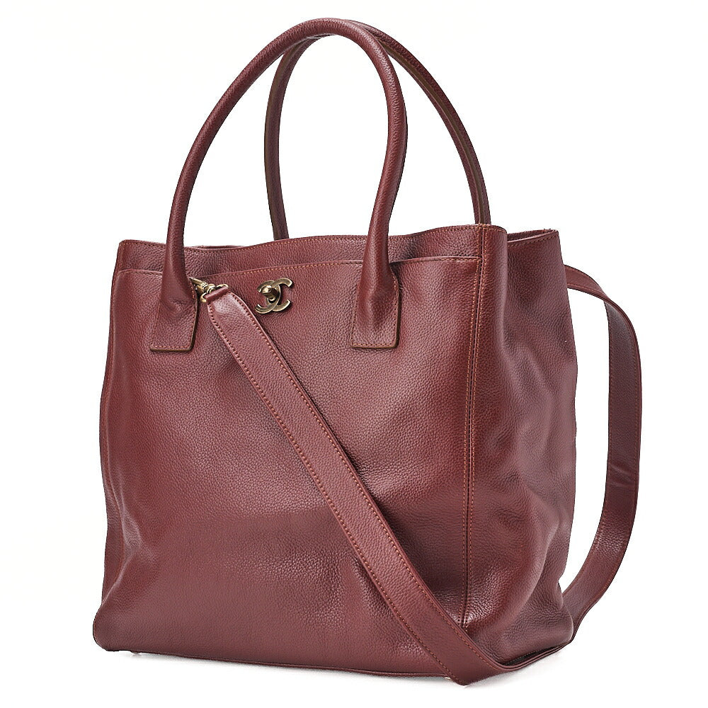 CHANEL Shoulder Bag 2way Tote Bag Executive Caviar Skin Brown Vintage-Tone Hardware, Pre-Owned