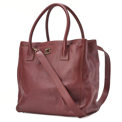 CHANEL Shoulder Bag 2way Tote Bag Executive Caviar Skin Brown Vintage-Tone Hardware, Pre-Owned