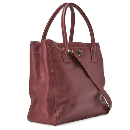 CHANEL Shoulder Bag 2way Tote Bag Executive Caviar Skin Brown Vintage-Tone Hardware, Pre-Owned