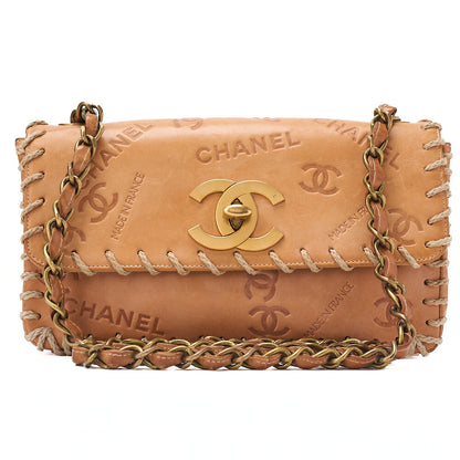 CHANEL Calf Leather Logo Big Coco Single Chain Shoulder Brown Gold-Tone Hardware, Pre-Owned