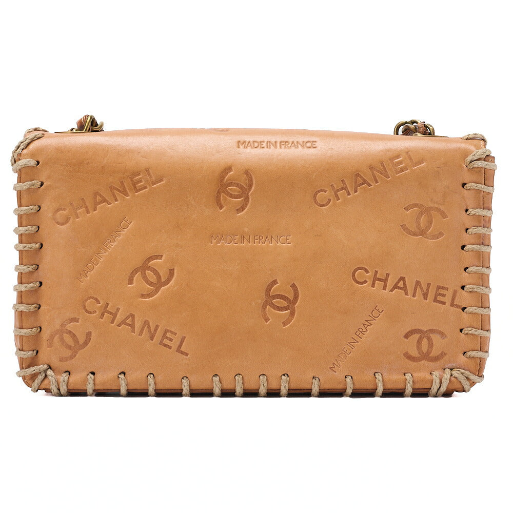 CHANEL Calf Leather Logo Big Coco Single Chain Shoulder Brown Gold-Tone Hardware, Pre-Owned