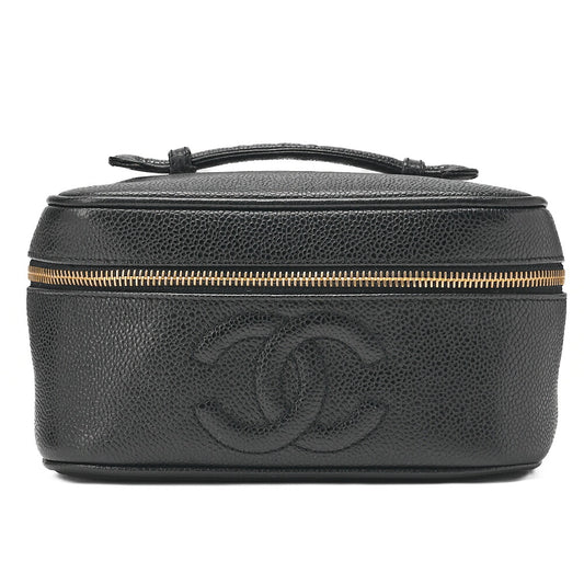 CHANEL Cocomark Vanity Handbag Caviar Skin Black Gold-Tone Hardware, Pre-Owned