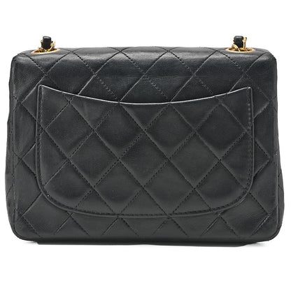 CHANEL Chain Shoulder Bag Mini Matelasse 17cm Lambskin Black Gold-Tone Hardware, Pre-Owned