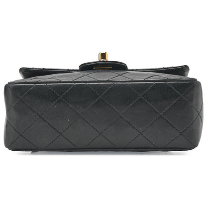 CHANEL Chain Shoulder Bag Mini Matelasse 17cm Lambskin Black Gold-Tone Hardware, Pre-Owned