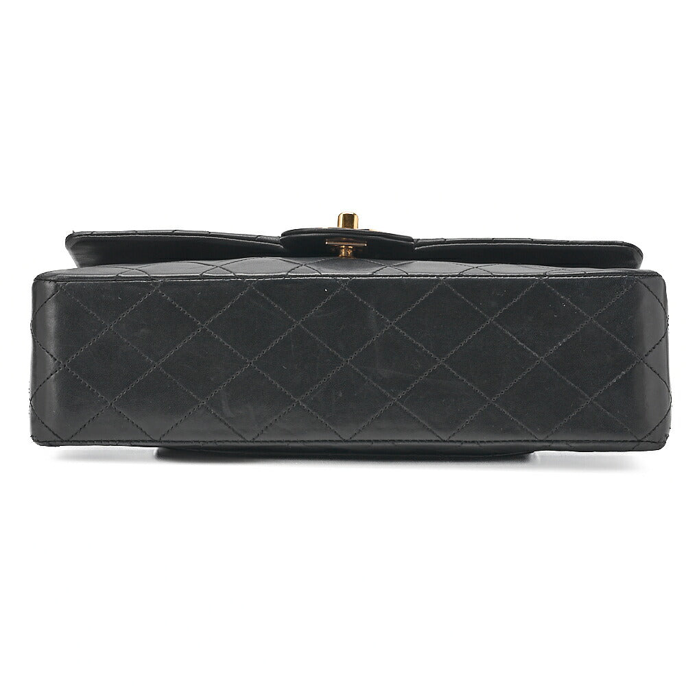 CHANEL Lambskin Matelasse 25cm Double Flap Chain Shoulder Black Gold-Tone Hardware, Pre-Owned