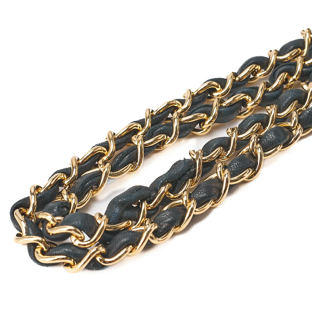 CHANEL Lambskin Matelasse 25cm Double Flap Chain Shoulder Black Gold-Tone Hardware, Pre-Owned