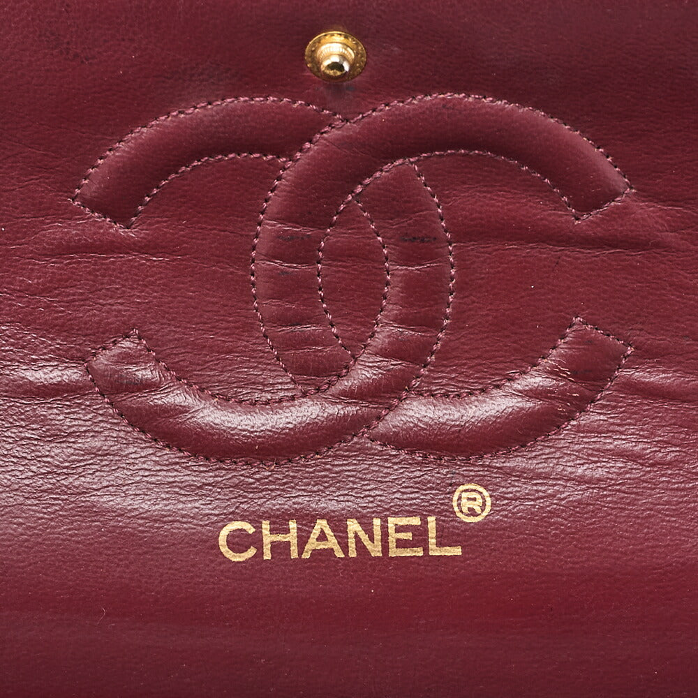 CHANEL Lambskin Matelasse 25cm Double Flap Chain Shoulder Black Gold-Tone Hardware, Pre-Owned