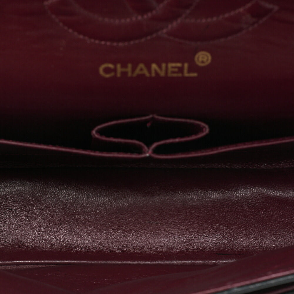 CHANEL Lambskin Matelasse 25cm Double Flap Chain Shoulder Black Gold-Tone Hardware, Pre-Owned