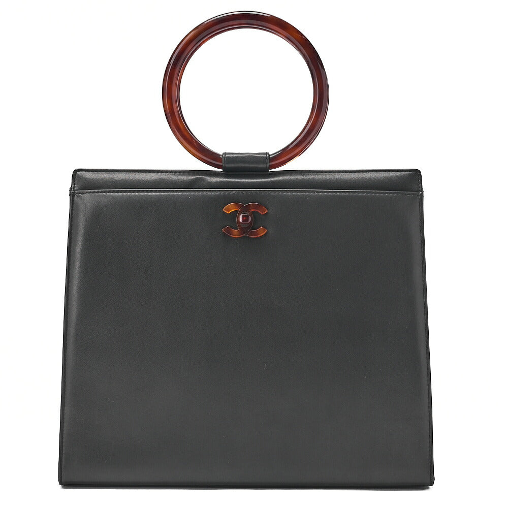 CHANEL Handbag Matrasse Lambskin Tortoiseshell Handle Black Gold-Tone Hardware, Pre-Owned