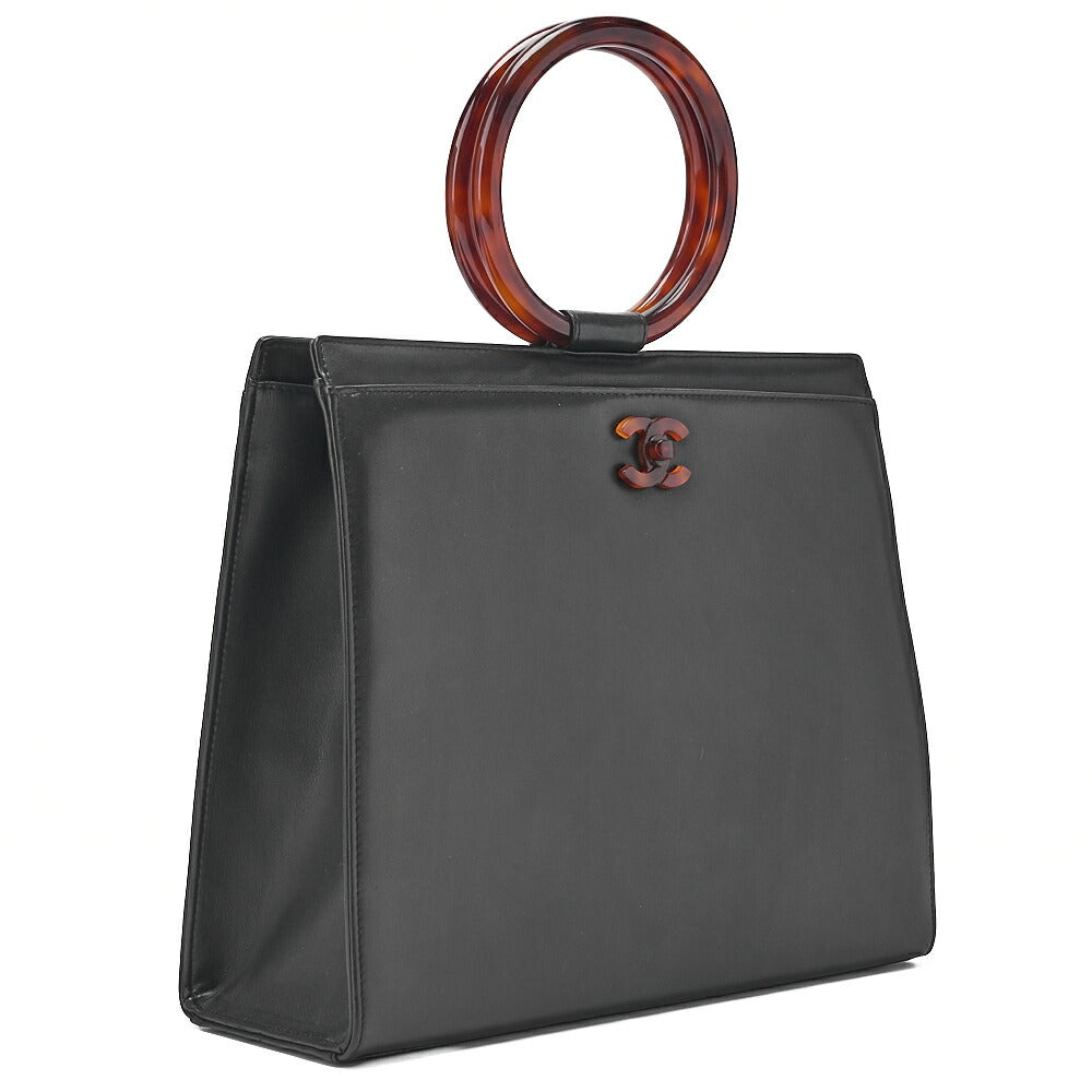 CHANEL Handbag Matrasse Lambskin Tortoiseshell Handle Black Gold-Tone Hardware, Pre-Owned